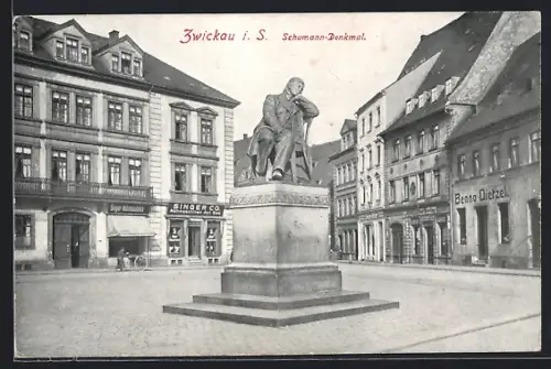 AK Zwickau i. S., Schumann-Denkmal