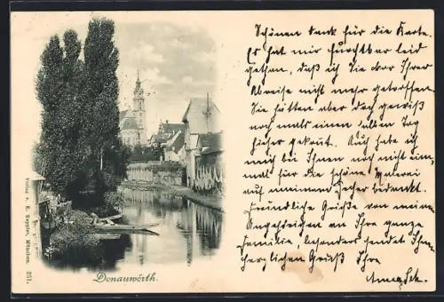 AK Donauwörth, Teilansicht vom Wasser aus