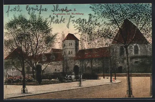 AK Halle /Saale, Paradeplatz mit Moritzburg