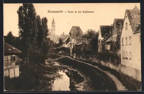 AK Donauwörth, an der Stadtmauer