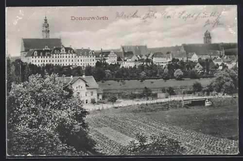 AK Donauwörth, Stadtansicht mit Kirche
