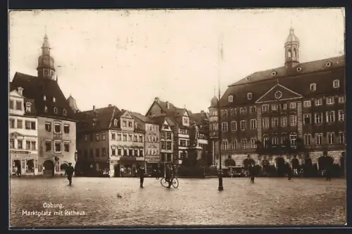 AK Coburg, Marktplatz mit Rathaus