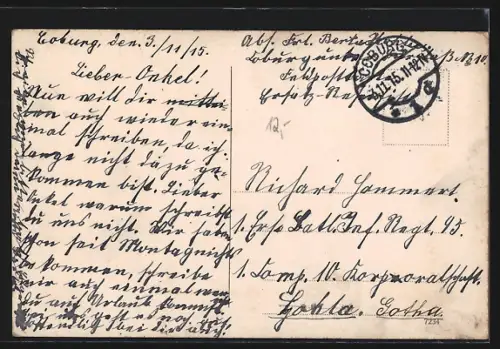 AK Coburg, Marktplatz mit Regierungsgsbäude