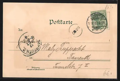 Lithographie Coburg, Partie am Markt