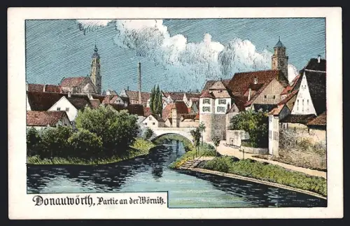 AK Donauwörth, Partie an der Wörnitz