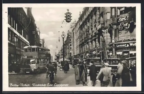 AK Berlin, Blick in die Friedrichstrasse von der Leipziger Strasse aus