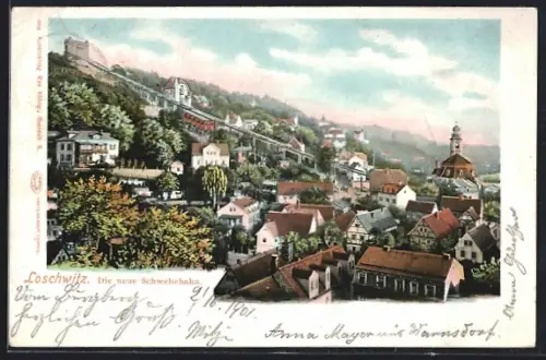 AK Dresden-Loschwitz, Neue Schwebebahn, Kirche