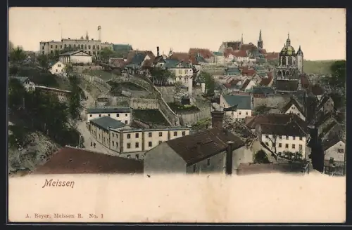 AK Meissen / Elbe, Blick über die Dächer