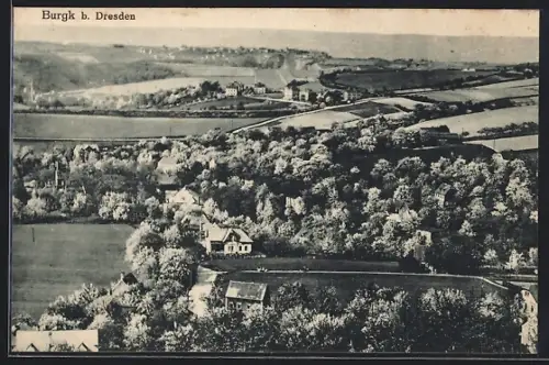 AK Burgk b. Dresden, Ortsansicht mit Landschaft