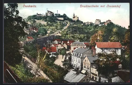 AK Dresden-Loschwitz, Drahtseilbahn, Luisenhof