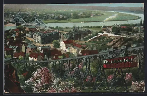 AK Dresden-Blasewitz, Bergschwebebahn, Elbe