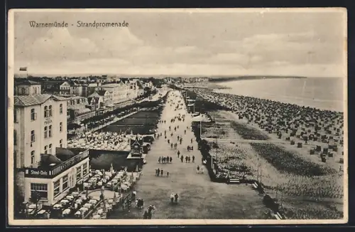 AK Warnemünde, Strandpromenade mit Hotel Pavillon