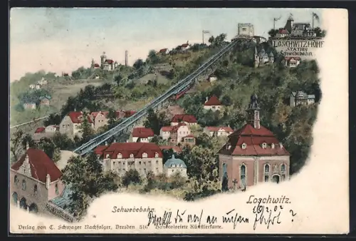 AK Dresden-Loschwitz, Schwebebahn, Restaurant Loschwitzhof