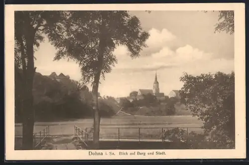 AK Dohna i. Sa., Blick auf Burg und Stadt