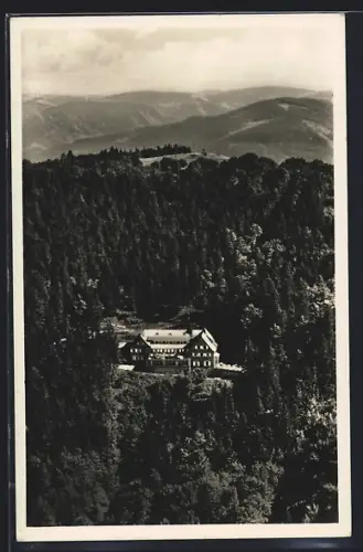 AK Schauinsland, Berghotel Schauinsland aus der Vogelschau, H. Burggraf