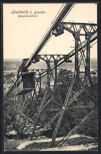 AK Dresden-Loschwitz, Bergschwebebahn in Fahrt