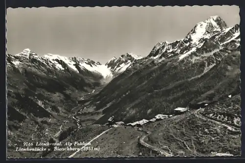 AK Ferden /Lötschental, Alp Faldun mit Lötschenlücke und Bietschhorn