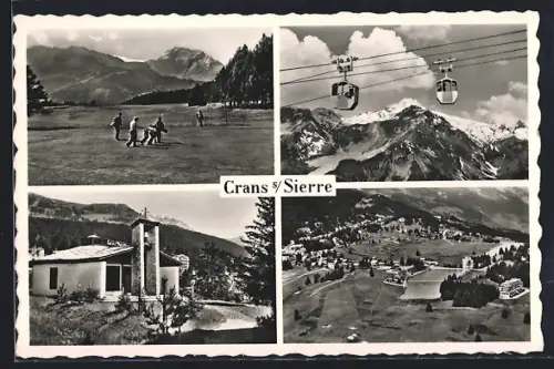 AK Crans-s-Sierre, Kirche, Seilbahn, Ortspartie
