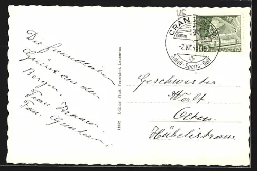 AK Crans-s-Sierre, Kirche, Seilbahn, Ortspartie