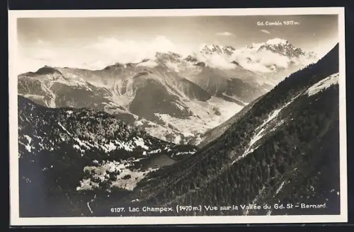 AK Lac Champex, Vue sur la Vallée du Gd. St-Bernard, Gd. Combin
