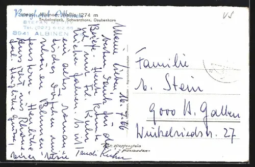 AK Albinen /Wallis, Teilansicht mit Trubelnstock, Schwarzhorn und Daubenhorn
