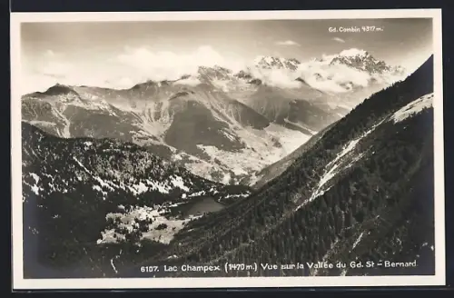 AK Lac Champex, Vue sur la Vallée du Gd. St-Bernard, Gd. Combin