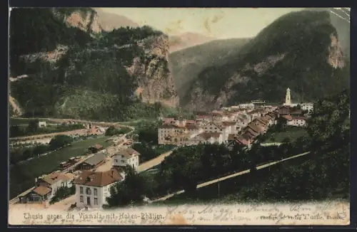 AK Thusis, Teilansicht gegen die Viamala mit Hohen-Rhätien