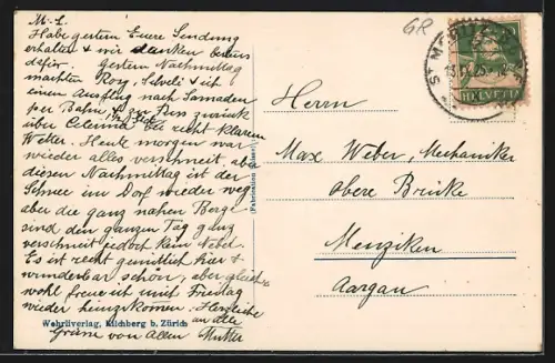 AK St. Moritz, Teilansicht mit Kirche und Strassenpartie