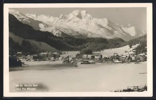 AK St. Moritz Bad, Panorama und Piz Margna
