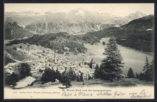 AK St. Moritz-Dorf, Teilansicht und die Languardkette