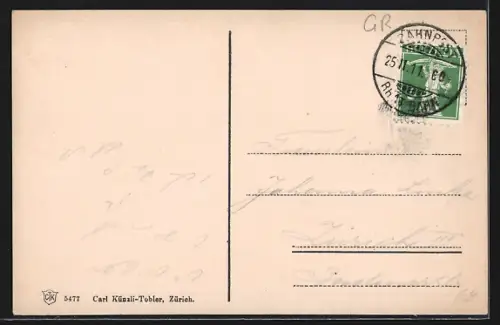 AK St. Moritz, verschneite Ortsansicht mit Kirche