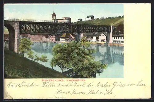 AK Schaffhausen, Blick auf die Bahnbrücke