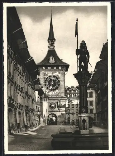 AK Bern, Zeitglockenturm und Brunnen