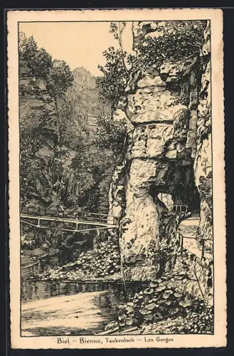 Künstler-AK Biel, Taubenloch