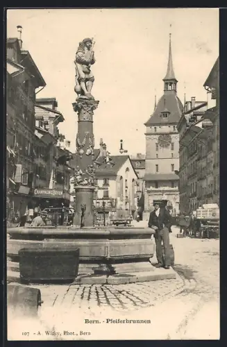 AK Bern, Partie am Pfeiferbrunnen