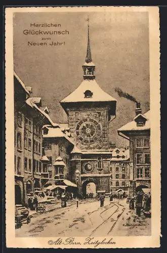 Künstler-AK Bern, Zeitglockenturm in der Altstadt