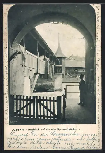 AK Luzern, Ausblick auf die alte Spreuerbrücke