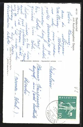 AK Staldenried, Ortsansicht aus der Vogelschau mit Ausflugsgebiet Gspon