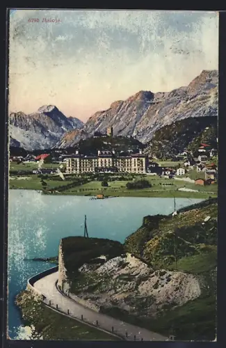 AK Maloja, Teilansicht mit See und Bergen