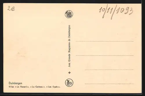 AK Duinbergen, Villas Le Renard, Le Corbeau, Les Oyats