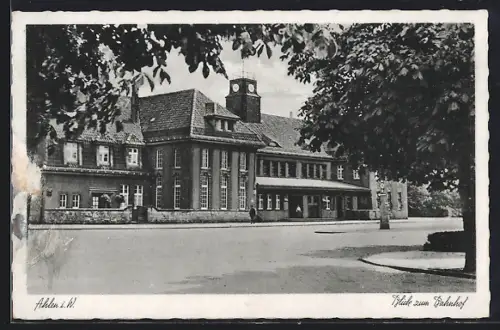 AK Ahlen i. W., Blick zum Bahnhof