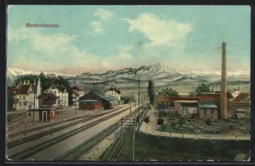 AK Meckenbeuren, Bahnhof, Fabrik