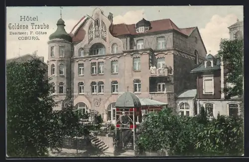 AK Coburg, Hôtel Goldene Traube, Besitzer F. Götze