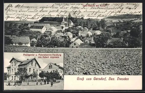 AK Gersdorf /Dresden, Postagentur u. Materialwaren-Handlung von Robert Lippmann