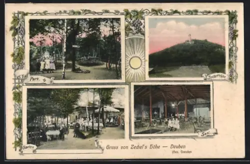 AK Deuben /Dresden, Gasthaus Zechel`s Höhe, Park, Garten, Saal