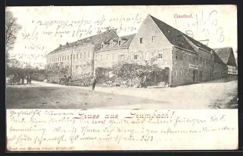 AK Grumbach / Wilsdruff, Gasthof mit Strassenpartie