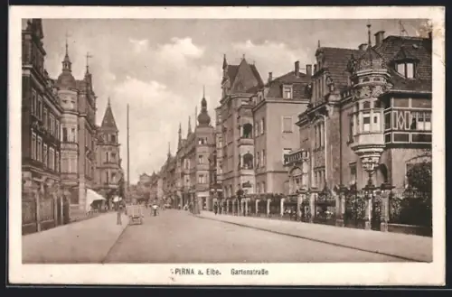 AK Pirna a. Elbe, Partie in der Gartenstrasse