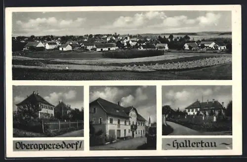 AK Oberappersdorf, Strassenpartien im Ort, Ortspanorama