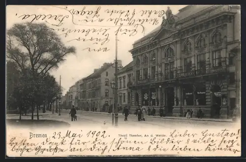 AK Bremen, Tivoli Theater, An der Weide, Wein-Restraurant Zum Rebstock