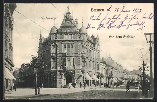 AK Bremen, Vor dem Steintor, Sparkassengebäude